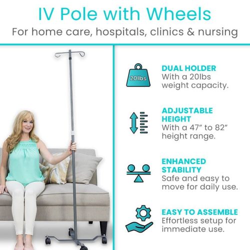 2 IV Pole with Wheels