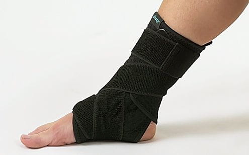 Foot wearing ankle brace support