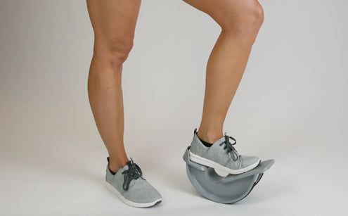 Balancing left leg with calf stretcher